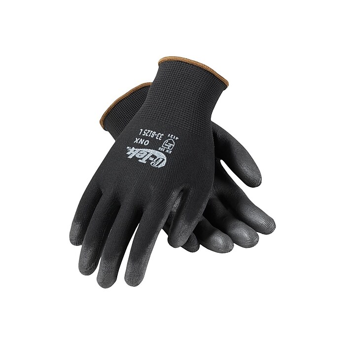 G-Tek 33-B125 Polyurethane Coated Nylon Gloves, Large, 13 Gauge