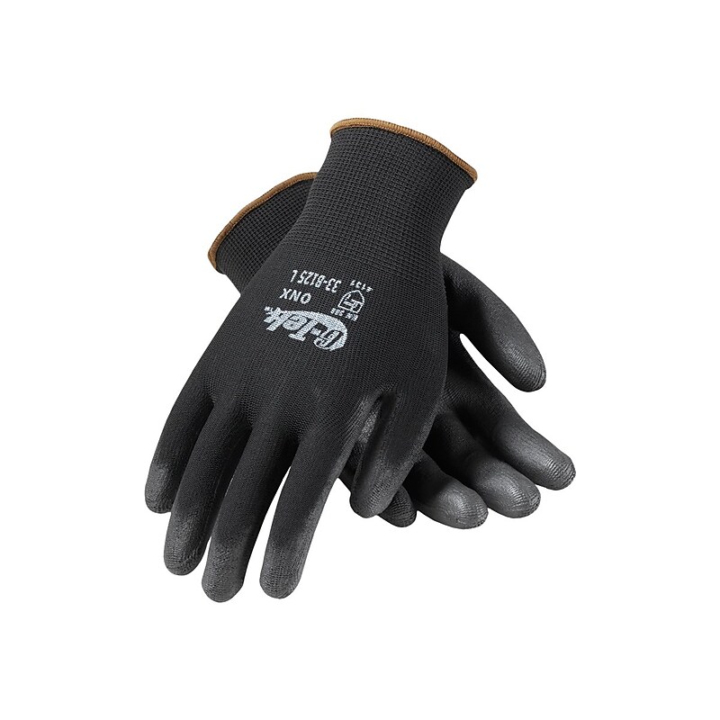G-Tek 33-B125 Polyurethane Coated Nylon Gloves, Large, 13 Gauge, Black, 12 Pairs (33-B125/L) image 1