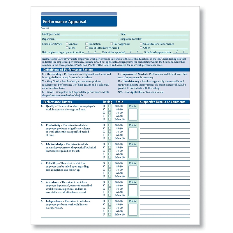 ComplyRight Performance Appraisal, 50 Forms/Pack (A2192) image 1