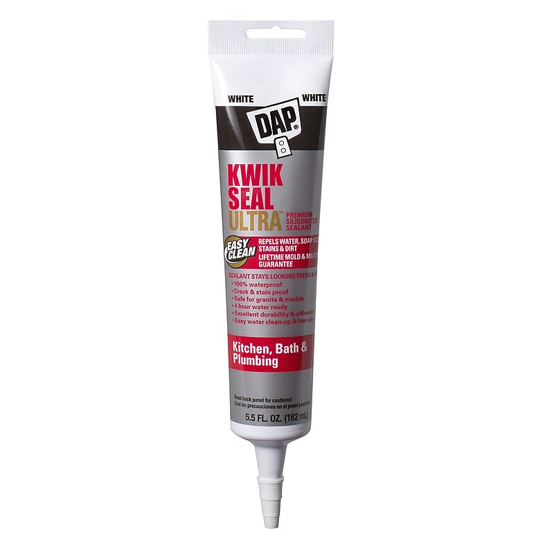 Dap Kwik Seal Ultra Premium Siliconized Sealant, 5.5 oz., Gloss White, 12/Pack (7079818914) image 1