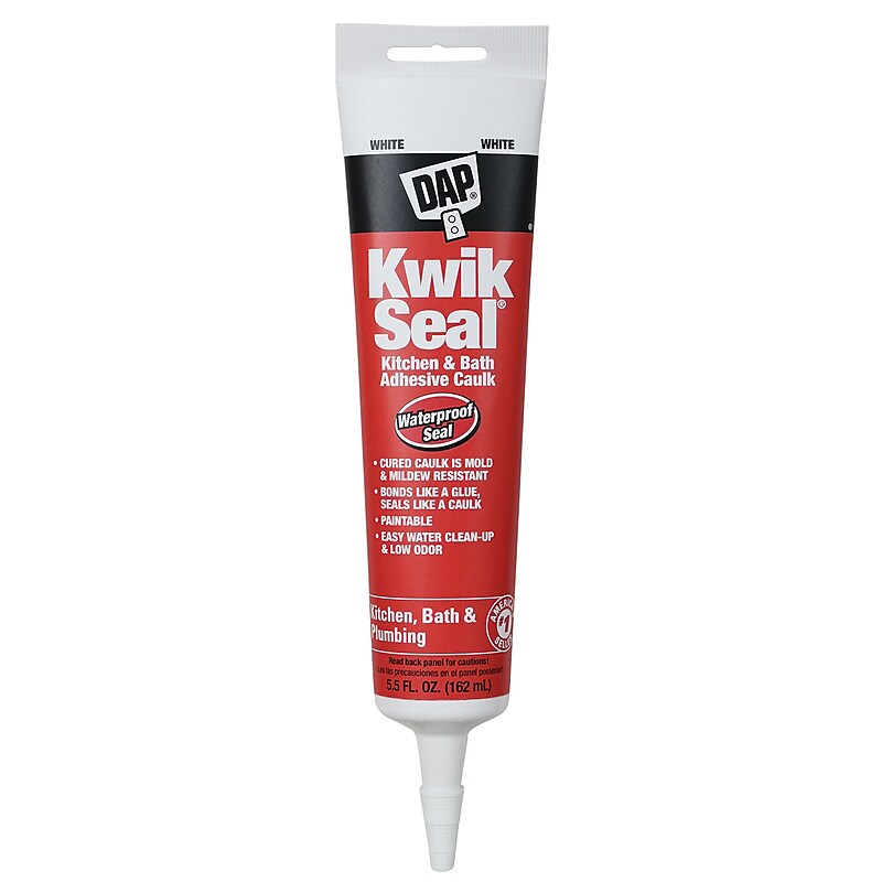 Dap Kwik Seal Kitchen & Bath Adhesive Caulk, 5.5 oz., White, 12/Pack (7079818001) image 1