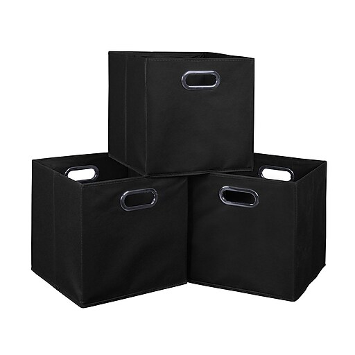 Niche Cubo Set of 3 Foldable Fabric Storage Bins Black (HTOTE3PKBK) at