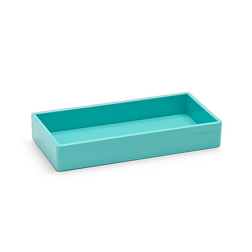 Poppin Accessory Tray, Aqua, Small, 6 Pack (106321) Staples