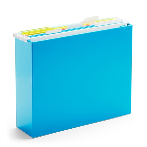 Poppin File Box Plastic, Letter Size, Pool Blue, 4 Pack (106295) at Staples
