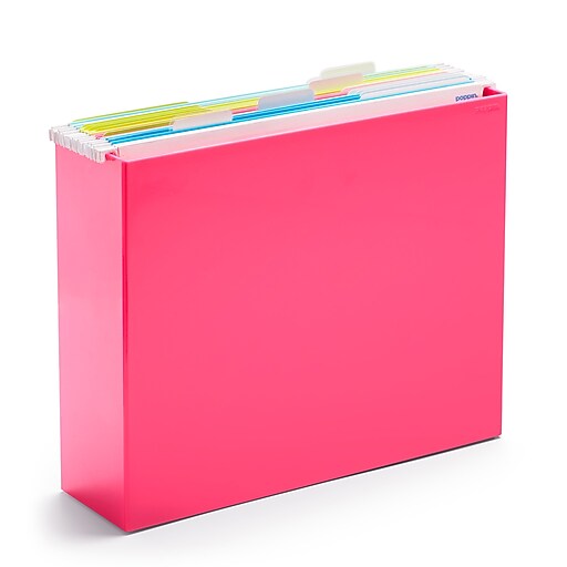 Poppin File Box Plastic, Letter Size, Pink, 4 Pack (106294) at Staples
