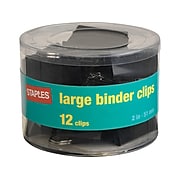 Staples 2" Binder Clips, Large, Black, 12/Pack (10669)