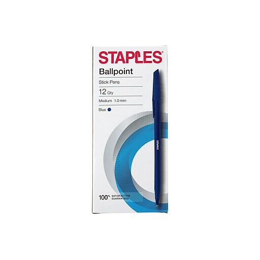 Shop Staples for STAPLES® BALLPOINT STICK PENS MED 1.0MM BLUE 12PK (29253)