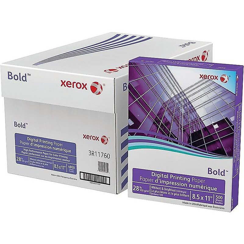 Xerox Bold Digital Color Copy Paper, 28 lbs., 8.5" x 11", Blue White, 500/Ream, 8 Reams/Carton (3R11760) image 1