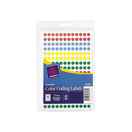 Avery® 5795 Round 1/4" Diameter Color Coding Labels, Assorted Colors