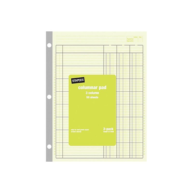 Columnar Books, 100 Pages, Green, 2/Pack (217836ABF) image 1