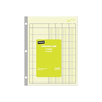 Staples Columnar Books, 100 Pages, Green, 2/Pack (217844ABF)