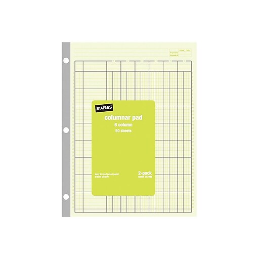 Staples Columnar Books, 100 Pages, Green, 2/Pack (217869) Staples