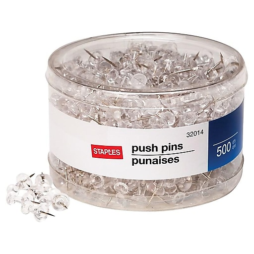 Staples® Push Pins, Clear, 500/Tub at Staples