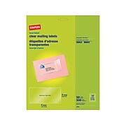 Staples Laser/Inkjet Shipping Labels, 2" x 4", Clear, 10 Labels/Sheet, 50 Sheets/Box (18083)