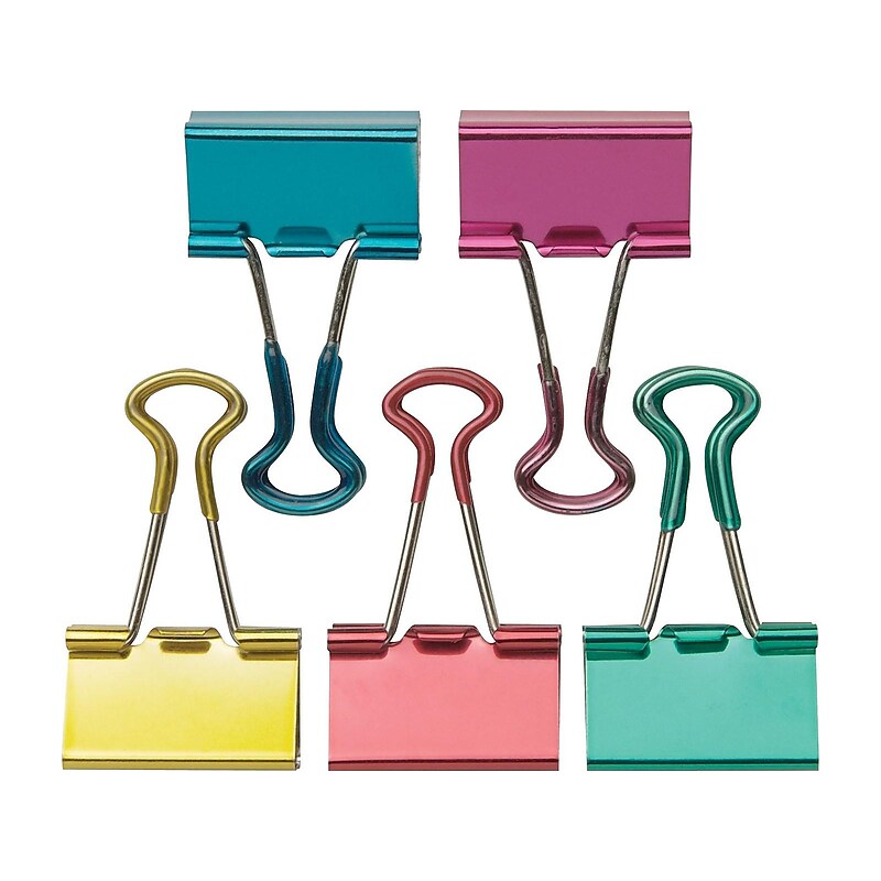 Staples Soft Grip 0.75" Binder Clips, Small, Assorted Colors, 18/Pack (13725) image 1