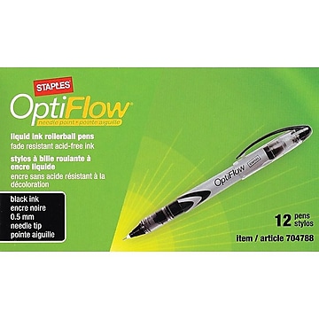 UPC 718103081825 product image for Staples OptiFlow Rollerball Pens, Fine Point, Black Ink, Dozen (15194) | upcitemdb.com