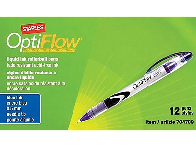 UPC 718103081832 product image for Staples OptiFlow Rollerball Pens, Fine Point, Blue Ink, Dozen (15195) | upcitemdb.com