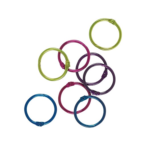 Staples 1" Book Rings, Assorted Colors, 16/Pack (39924) Staples