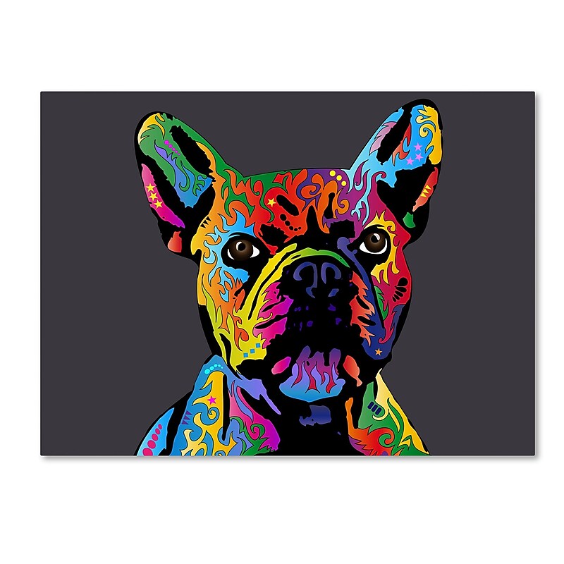 Trademark Fine Art Michael Tompsett 'French Bulldog Grey' 14" x 19" Canvas Stretched Art Print (190836022632) image 1