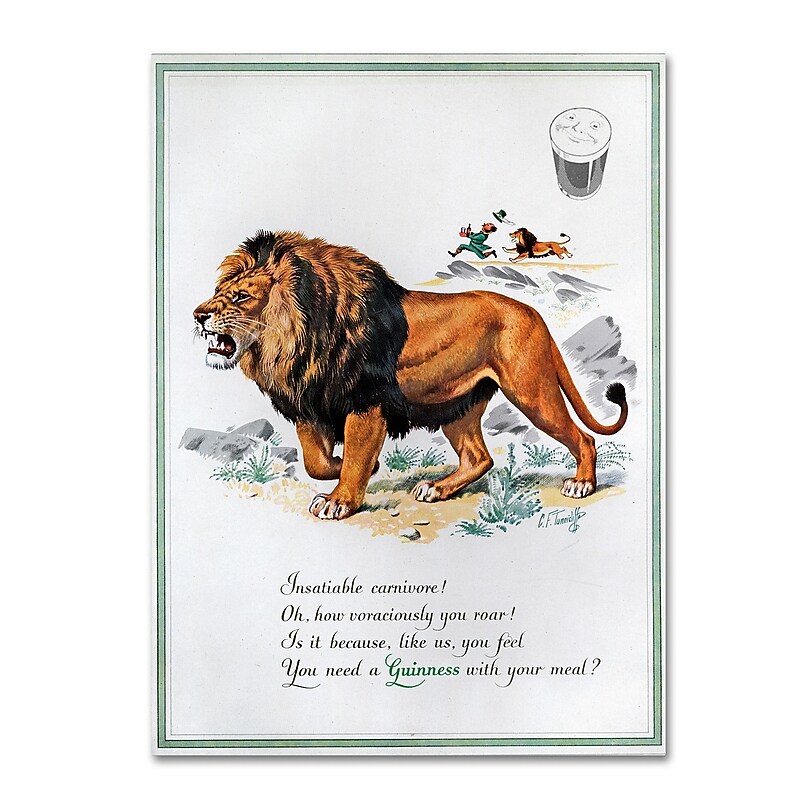 Trademark Fine Art Guinness Brewery 'Guinness Lion' 14" x 19" Wall Art (190836245352) image 1