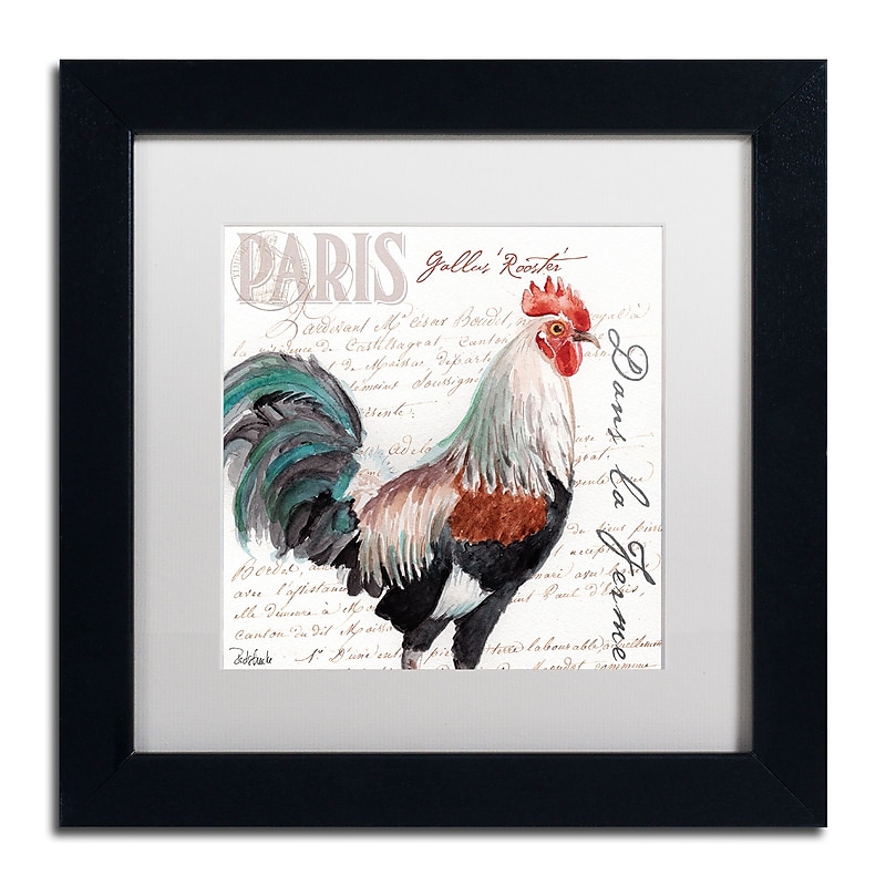 Trademark Fine Art Jennifer Redstreake 'Dans la Ferme Rooster III' 11" x 11" Matted Framed (886511943452) image 1