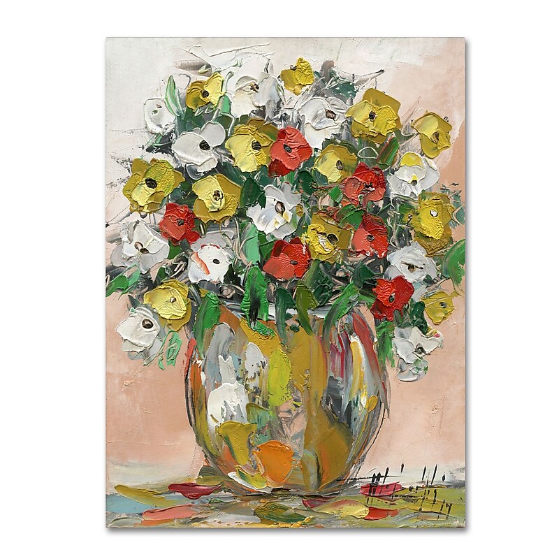 Trademark Fine Art Hai Odelia 'Spring Flowers in a Vase 8' 14" x 19" Canvas Stretched (190836068548) image 1