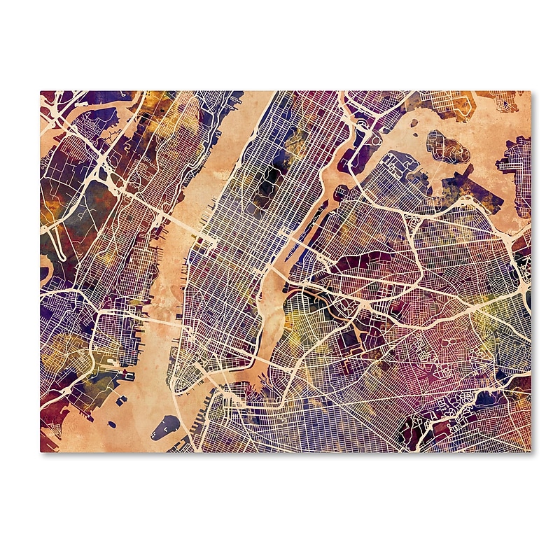 Trademark Fine Art Michael Tompsett 'New York City Street Map' 14" x 19" Canvas Stretched (190836017058) image 1