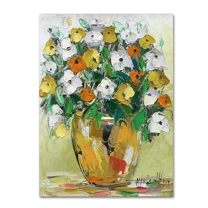 Trademark Fine Art Hai Odelia 'Spring Flowers in a Vase 4' 14" x 19" Canvas Stretched (190836067664) image 1