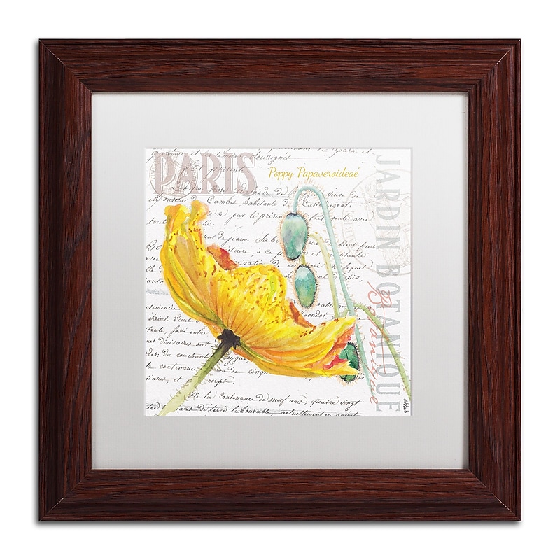 Trademark Fine Art Jennifer Redstreake 'Paris Botanique Yellow Poppy' 11" x 11" Matted Framed Art Print (886511944572) image 1