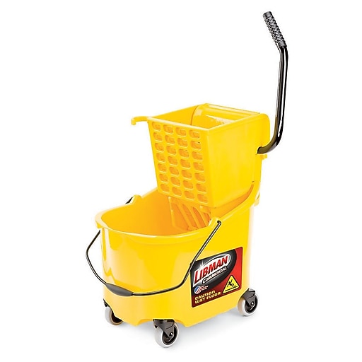 Libman 26 Quart Mop Bucket & Wringer Heavy Duty, Yellow (933) Staples