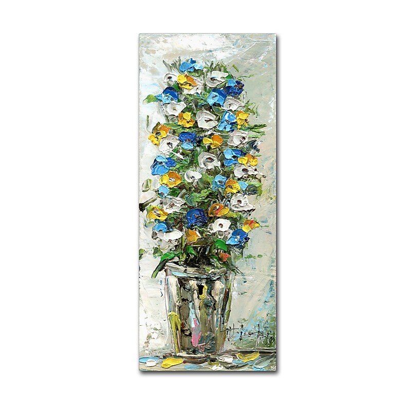 Trademark Fine Art Hai Odelia 'Spring Flowers in a Vase 2' 10" x 24" Canvas Stretched (190836067367) image 1