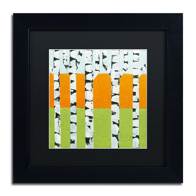 Trademark Fine Art Michelle Calkins 'Seasonal Birches - Spring' 11" x 11" Matted Framed (190836102501) image 1