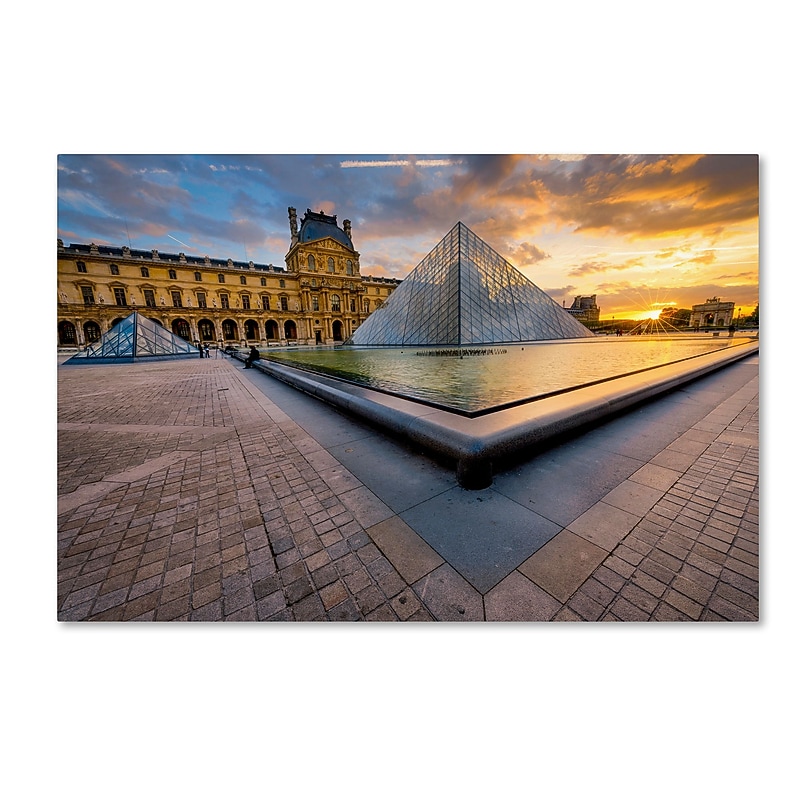 Trademark Fine Art Mathieu Rivrin 'Geometry of the Louvre Museum' 12" x 19" Canvas Stretched (190836130146) image 1