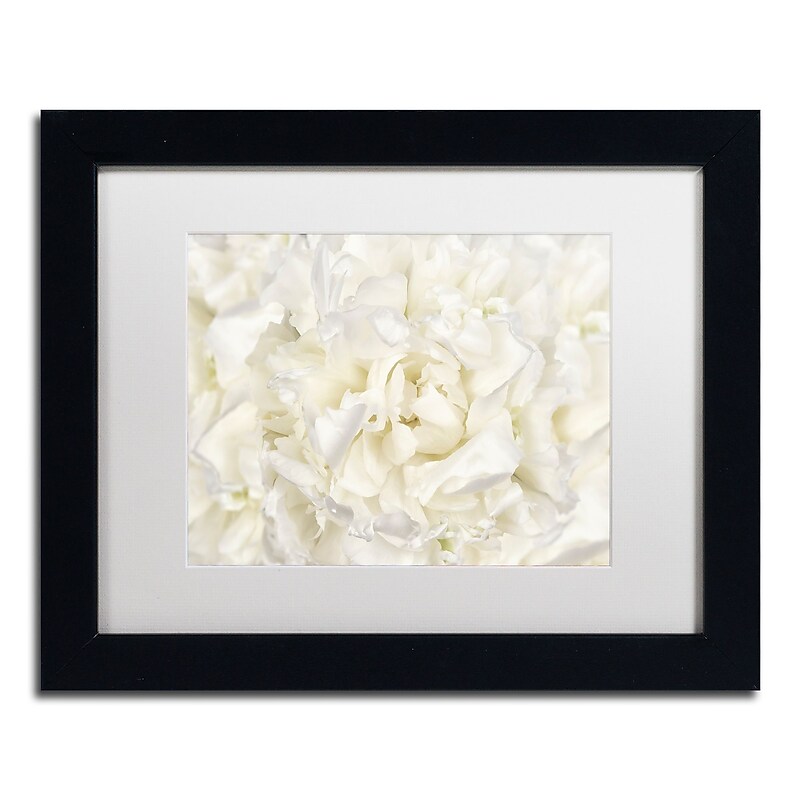 Trademark Fine Art Cora Niele 'White Peony Flower' 11" x 14" Matted Framed (190836311040) image 1