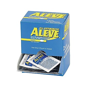 Aleve 220mg Naproxen Caplets, 1/Packet, 50 Packets/Box (7534-50X12-SBA)