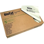 BioTuf Compostable 40-45 Gallon Trash Bags, 40x46, 0.9 Mil, White, 20 Bags/Roll, 5 Rolls (Y8046TE R01)