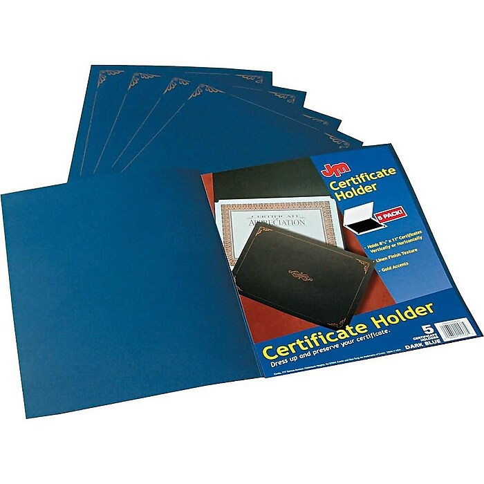 Certificate Holder, 11.25 x 8.75, Dark Blue, 5/Pack