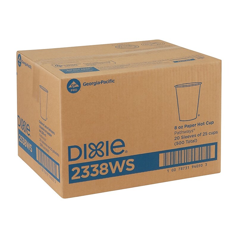 GP PRO Dixie WiseSize Paper Hot Cup, 8 oz, Pathways, Pack of 500 (2338WSCT) image 1