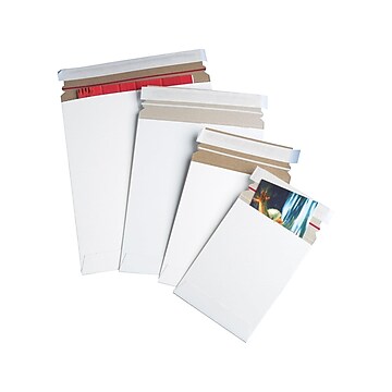 9x11.5 RIGID PHOTO MAILER ENVELOPES STAY FLATS PLUS WHITE Peel Seal 50 Pack 