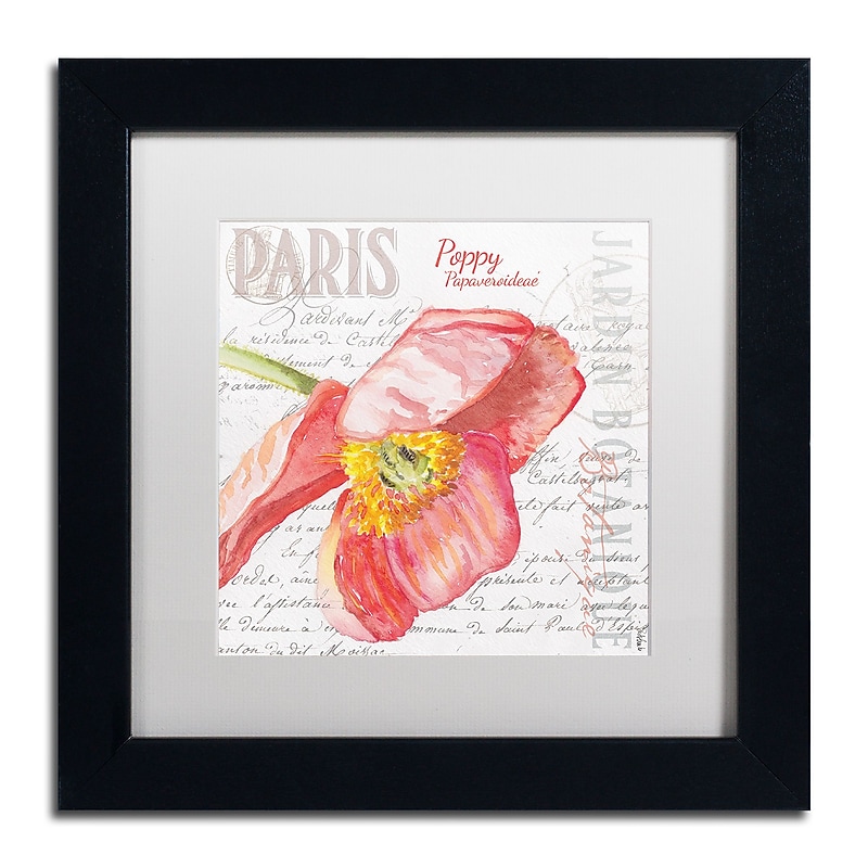 Trademark Fine Art Jennifer Redstreake 'Paris Botanique Red Poppy' 11" x 11" Matted Framed Art Print (886511944312) image 1