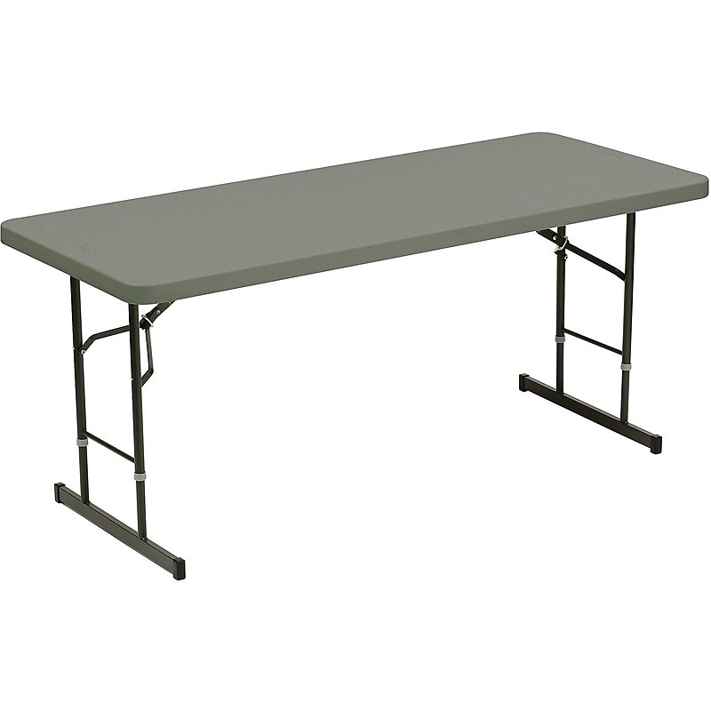 ICEBERG IndestrucTable TOO Adjustable Height Folding Table, 72" x 30", Charcoal (65627) image 1