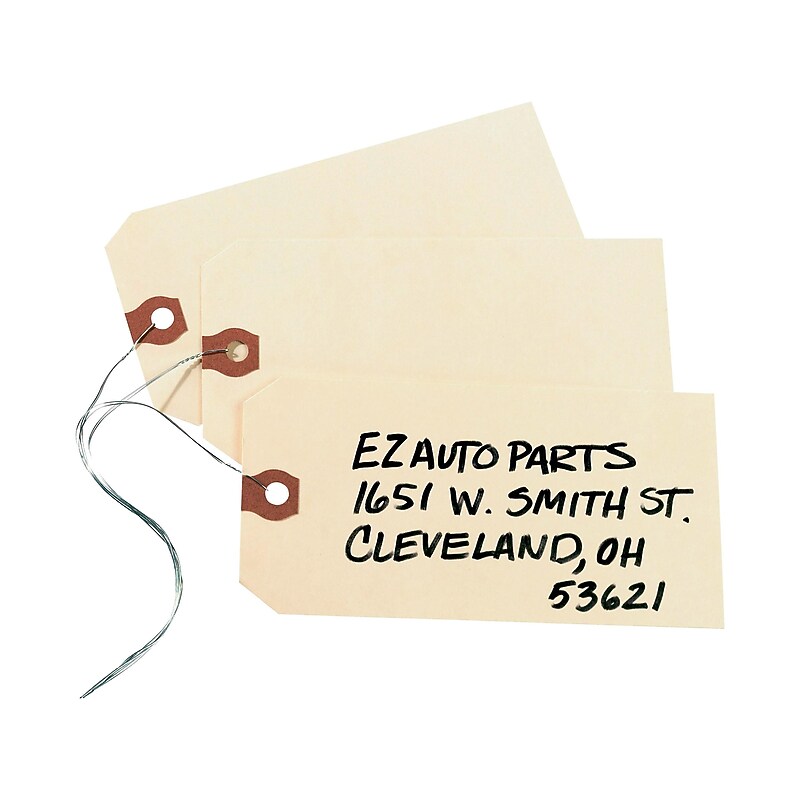 Avery Shipping Tags with Wire, 5-1/4" x 2-5/8", Manila, 1,000 Tags/Box (12606) image 1