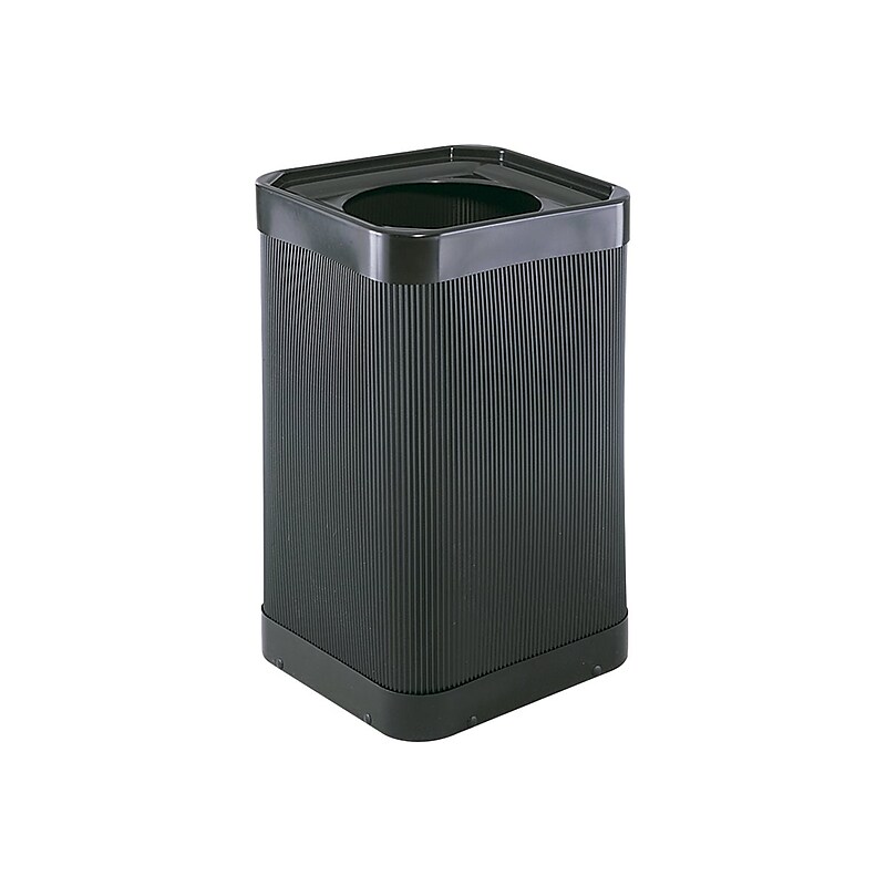 Safco At-Your-Disposal Outdoor Trash Can With Lid, Black HDPE, 38 Gal. (9790BL) image 1