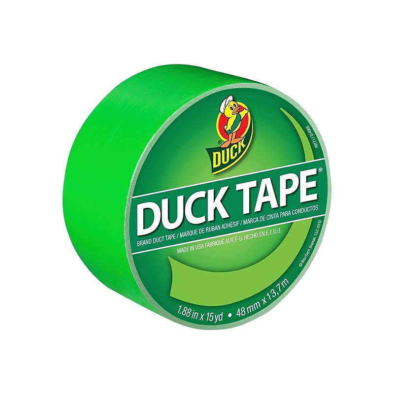 Duck Heavy Duty Duct Tape, 1.88" x 15 Yds., Neon Green (1265018) image 1
