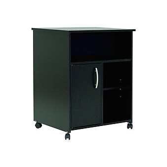South Shore Axess Laminate Mobile Printer Stand with Swivel Wheels, Pure Black (7270691)