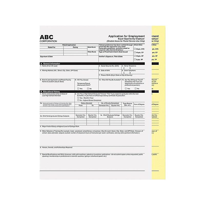 PM Company Carbonless Paper, 20 lbs, 8.5" x 11", White/Canary, 1250/Carton (59104) image 1