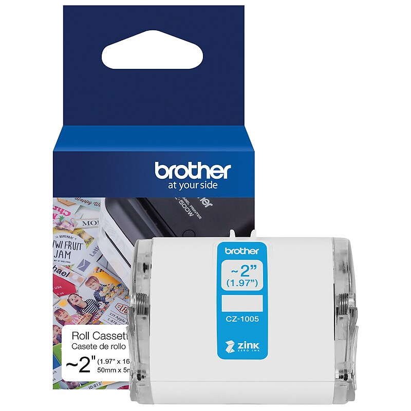 Brother CZ-1005 Continuous Paper Label Roll with ZINK® Zero Ink technology, 2" x 16-4/10', Multicolored (CZ-1005) image 1