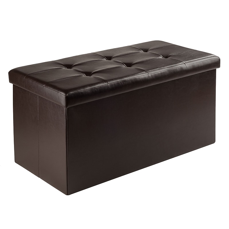 Winsome Ashford Faux Leather Storage Ottoman, Chocolate (92627) image 1