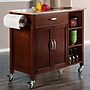 Winsome Mabel 3-Shelf Wood Mobile Kitchen Cart with Lockable Wheels, Walnut/Natural (94843)~#|#~sp4604030_sc7