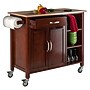 Winsome Mabel 3-Shelf Wood Mobile Kitchen Cart with Lockable Wheels, Walnut/Natural (94843)~#|#~sp4604034_sc7
